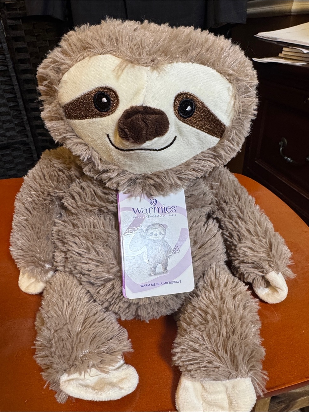 Warmies Plush Sloth Stuffed Animal - Soft Brown & Cream Comfort Toy